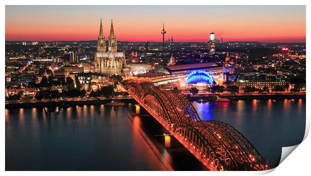 Cologne Cathedral ,the Hohenzollern bridge and the Rhine River Germany Print by Wilfried Strang