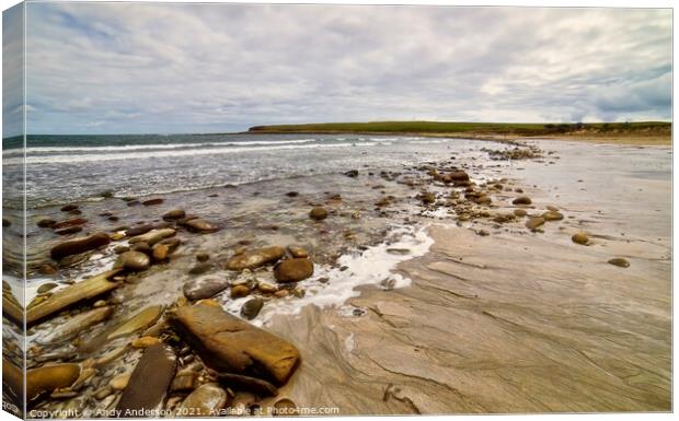 Rocky Orkney Beach Canvas Print by Andy Anderson
