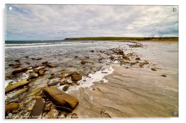 Rocky Orkney Beach Acrylic by Andy Anderson