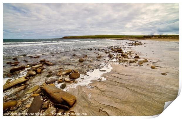 Rocky Orkney Beach Print by Andy Anderson