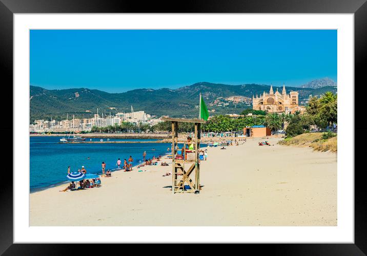 Palma de Majorca with view of Cathedral, Spain  Framed Mounted Print by Alex Winter