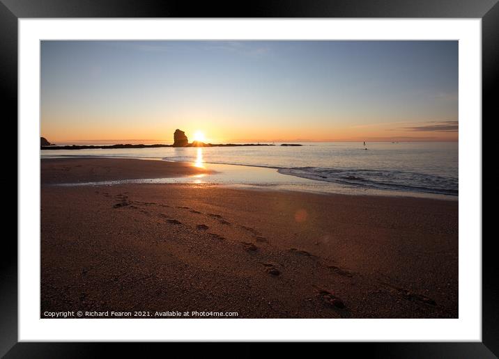 Warm sun setting on the beach at South Milton Framed Mounted Print by Richard Fearon