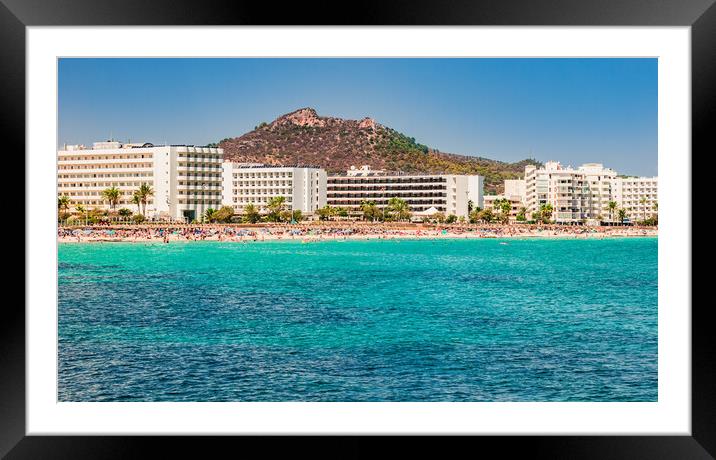 Beach of Cala Millor, tourist resort at seaside on Majorca Framed Mounted Print by Alex Winter