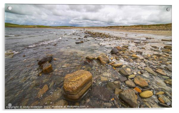 Dunnet Rocky Beach Acrylic by Andy Anderson