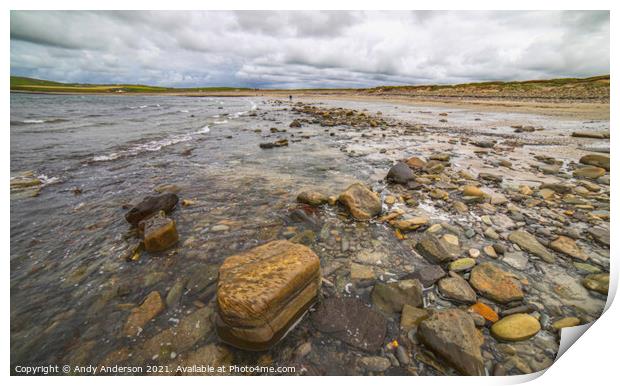 Dunnet Rocky Beach Print by Andy Anderson