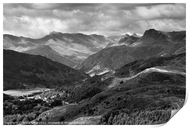 Langdale Pikes from Loughrigg Fell Print by Bruce Little