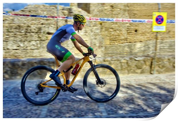 Cyclists in the II BTT Race in Carmona – Seville Print by Jose Manuel Espigares Garc