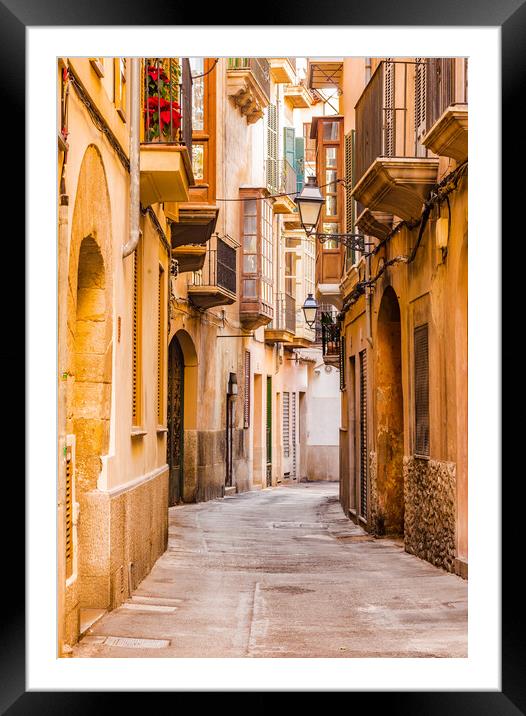Street in the old town of Palma de Mallorca, Framed Mounted Print by Alex Winter