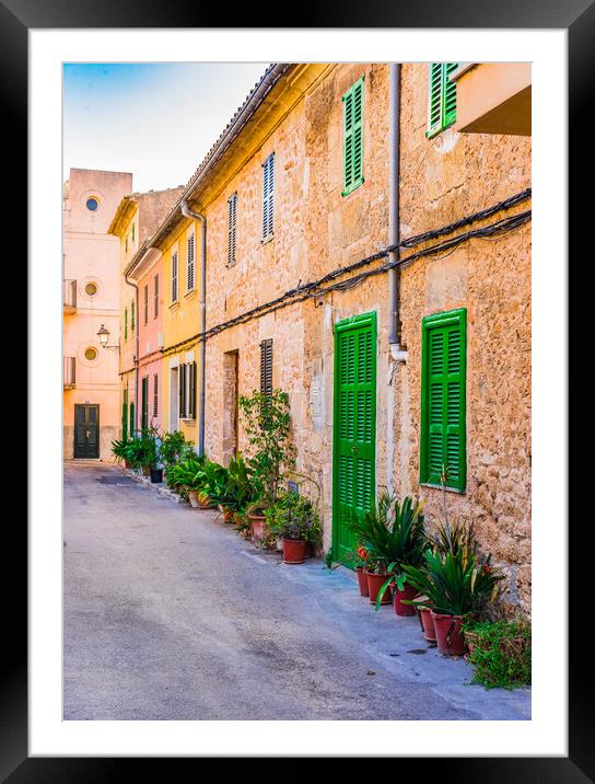 Street in the historic city center of Alcudia Framed Mounted Print by Alex Winter