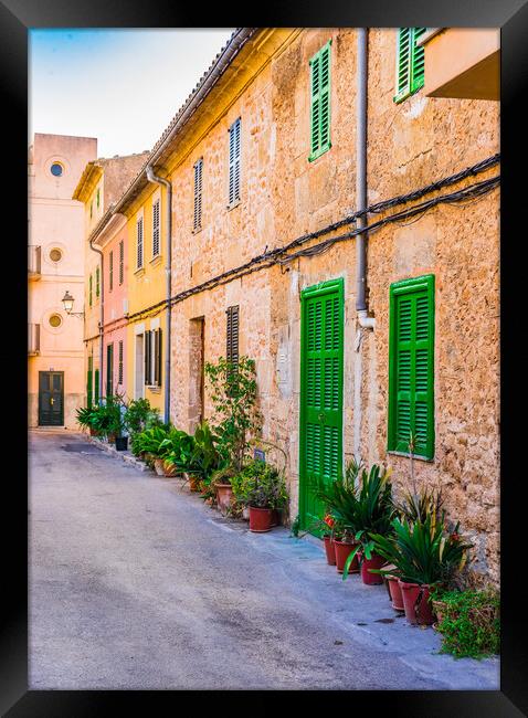 Street in the historic city center of Alcudia Framed Print by Alex Winter