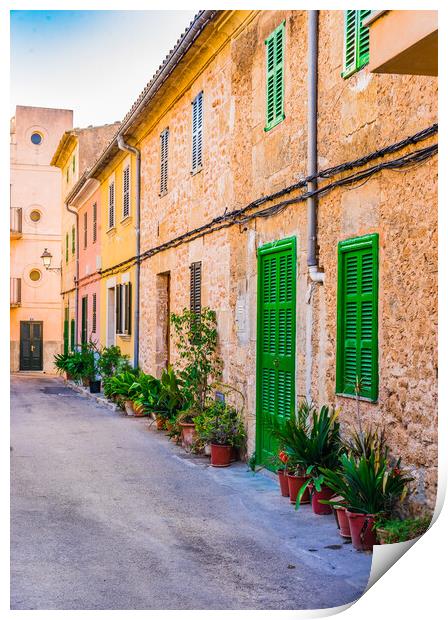 Street in the historic city center of Alcudia Print by Alex Winter