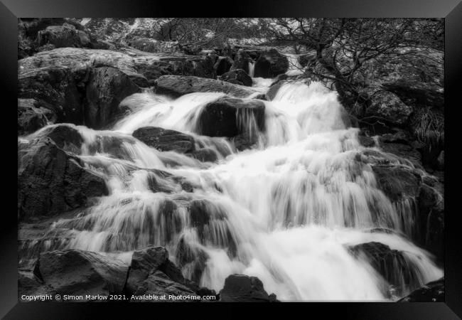 Majestic Swallow Falls Snowdonia Framed Print by Simon Marlow