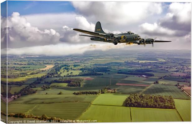 B17 Bomber Limping home  Canvas Print by David Stanforth