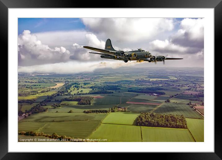 B17 Bomber Limping home  Framed Mounted Print by David Stanforth