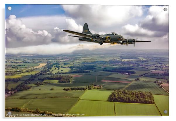B17 Bomber Limping home  Acrylic by David Stanforth
