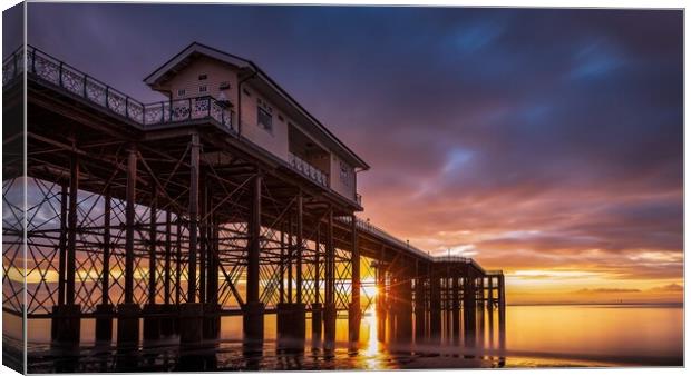 Captivating Sunrise at Penarth Pier Canvas Print by Alan Le Bon