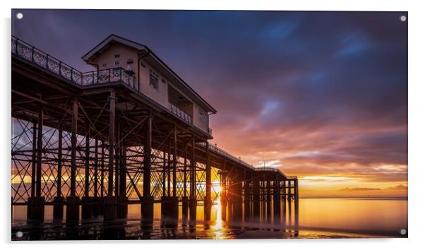 Captivating Sunrise at Penarth Pier Acrylic by Alan Le Bon