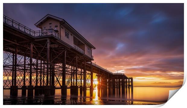Captivating Sunrise at Penarth Pier Print by Alan Le Bon