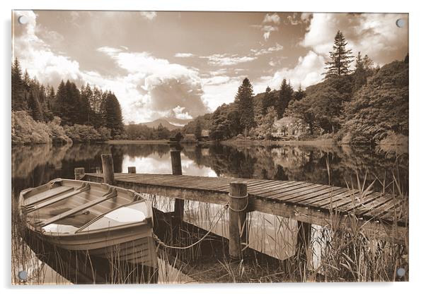 Loch Ard ~ Sepia Acrylic by Sandi-Cockayne ADPS