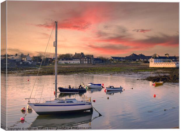 Isle of Whithorn at  sunset Canvas Print by christian maltby