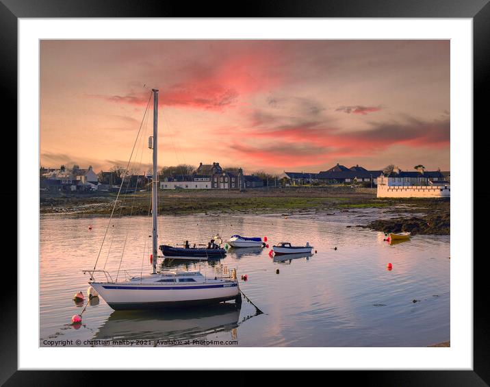 Isle of Whithorn at  sunset Framed Mounted Print by christian maltby