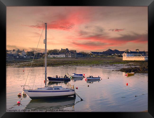 Isle of Whithorn at  sunset Framed Print by christian maltby