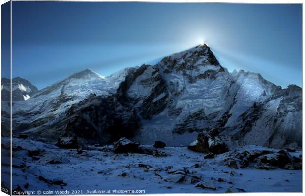 Sunrise over Mt Everest Canvas Print by Colin Woods