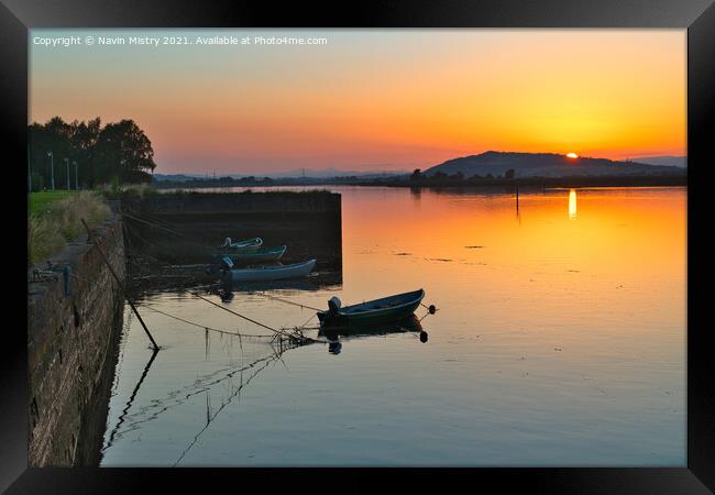 Sunset on the River Tay, Newburgh, Fife, Scotland Framed Print by Navin Mistry