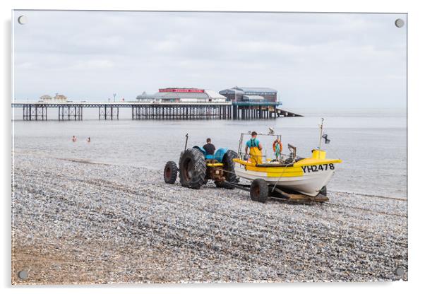 Fishing boat being recovered at Cromer Acrylic by Jason Wells
