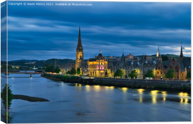 Perth Scotland and the River Tay with St. Matthew' Canvas Print by Navin Mistry