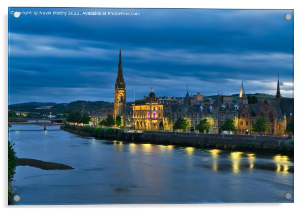Perth Scotland and the River Tay with St. Matthew' Acrylic by Navin Mistry