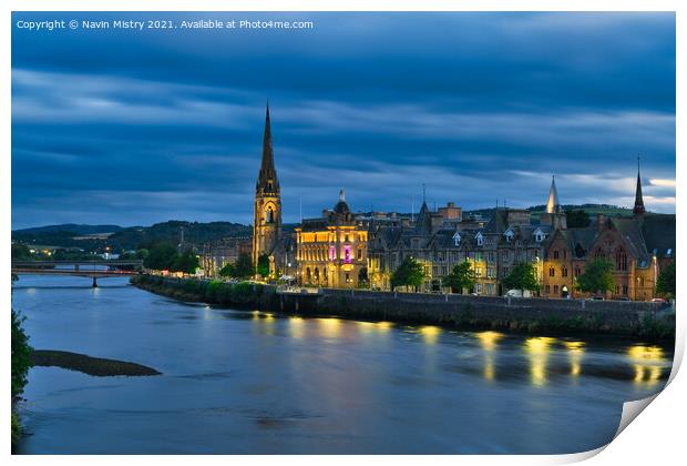 Perth Scotland and the River Tay with St. Matthew' Print by Navin Mistry