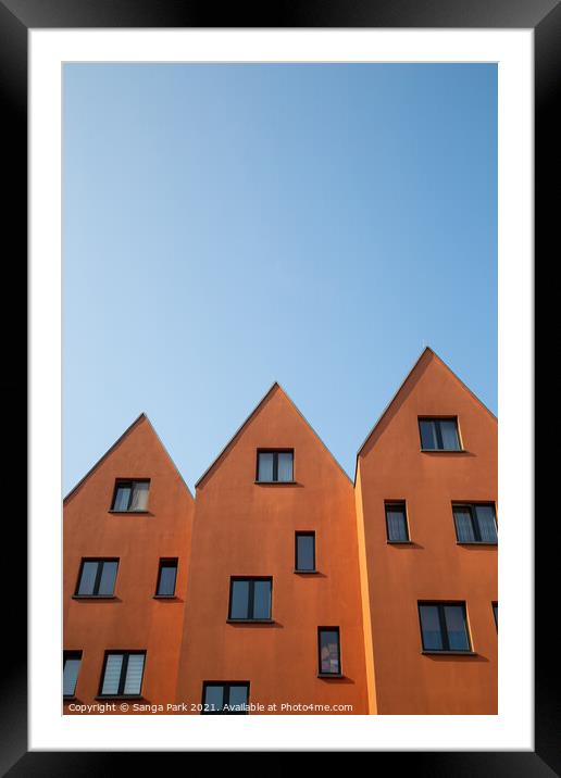 Orange brown building in Germany Framed Mounted Print by Sanga Park