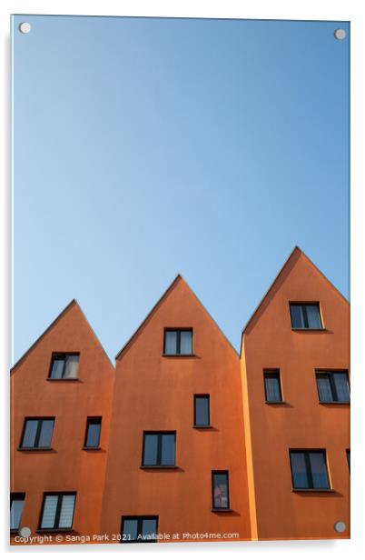 Orange brown building in Germany Acrylic by Sanga Park