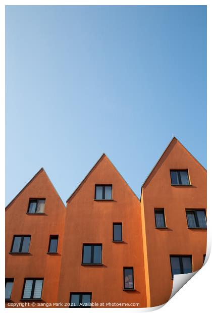 Orange brown building in Germany Print by Sanga Park