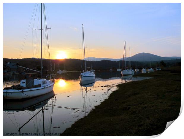 Llanbedr sunset, Wales.  Print by john hill