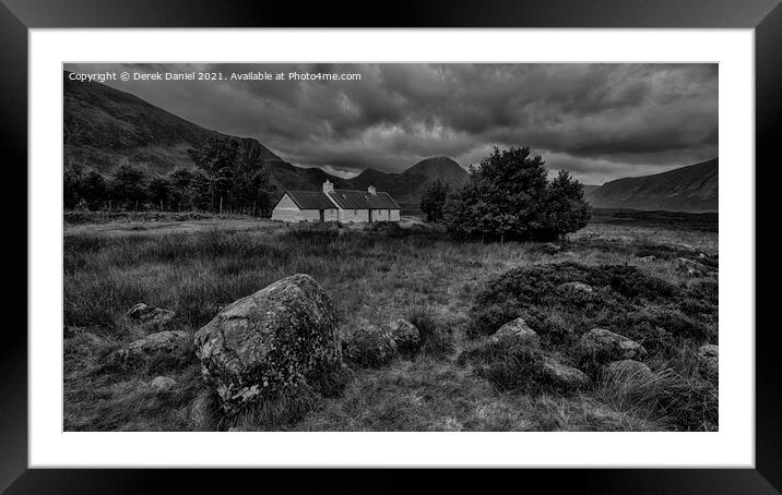 Black Rock Cottage, Glencoe, Scotland (mono) Framed Mounted Print by Derek Daniel