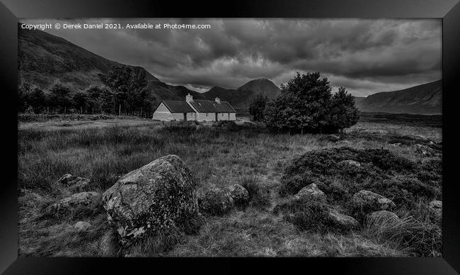 Black Rock Cottage, Glencoe, Scotland (mono) Framed Print by Derek Daniel