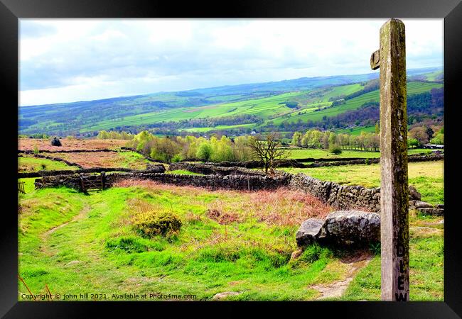 Derbyshire countryside landscape. Framed Print by john hill