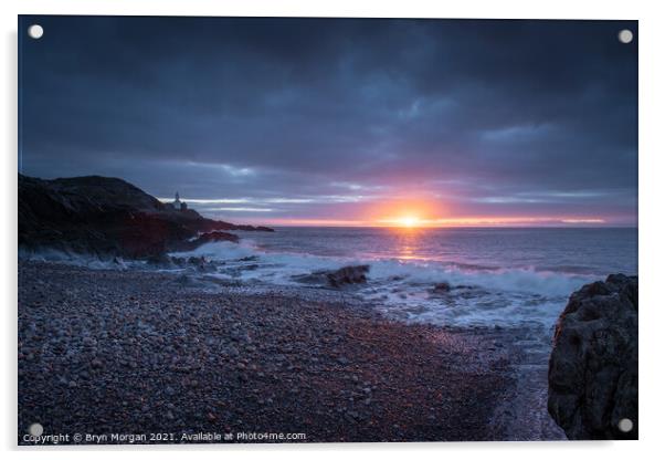 Sunrise at Bracelet bay Acrylic by Bryn Morgan