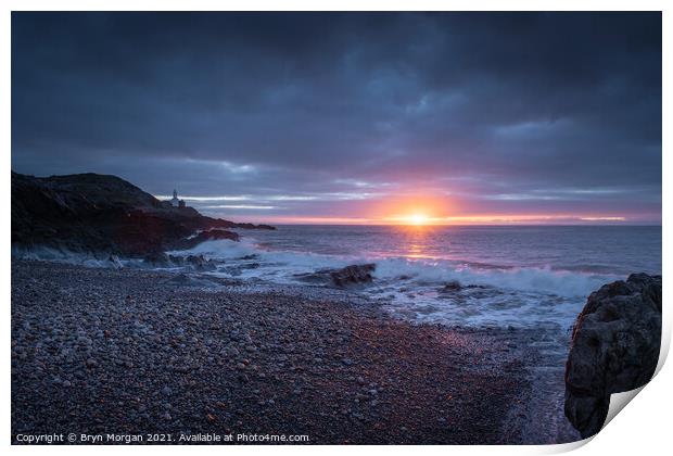 Sunrise at Bracelet bay Print by Bryn Morgan
