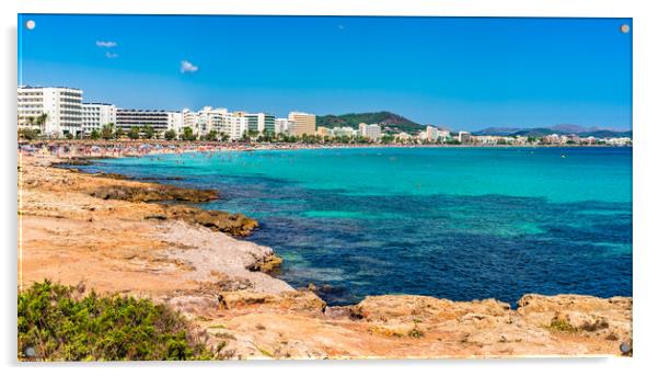 Tourist resort of Cala Millor beach Acrylic by Alex Winter