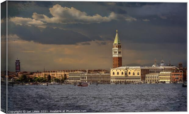 St Marks Campanile under a Stormy Sky Canvas Print by Ian Lewis