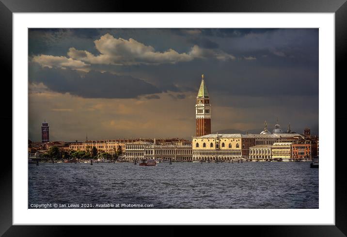 St Marks Campanile under a Stormy Sky Framed Mounted Print by Ian Lewis