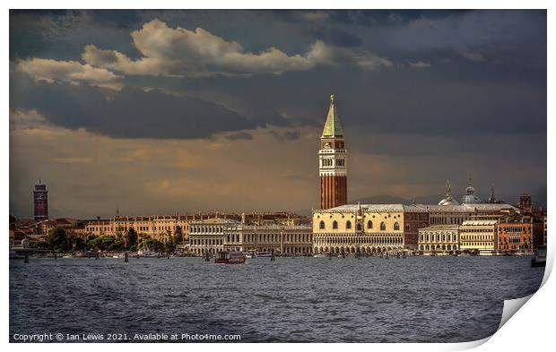 St Marks Campanile under a Stormy Sky Print by Ian Lewis