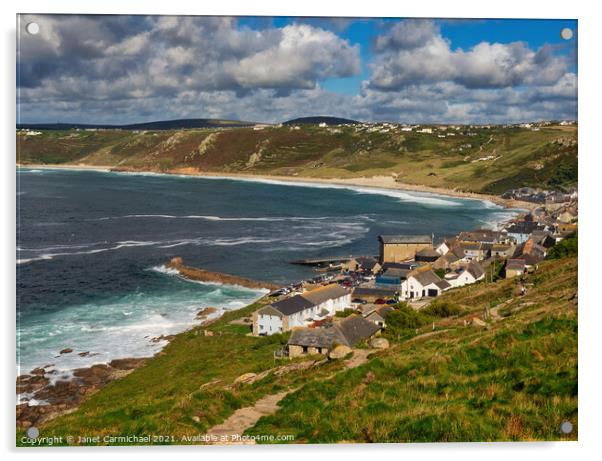 Captivating Cornish coastline Acrylic by Janet Carmichael