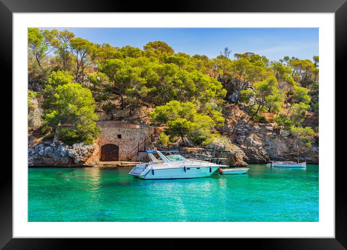 A luxurious yacht anchored Framed Mounted Print by Alex Winter