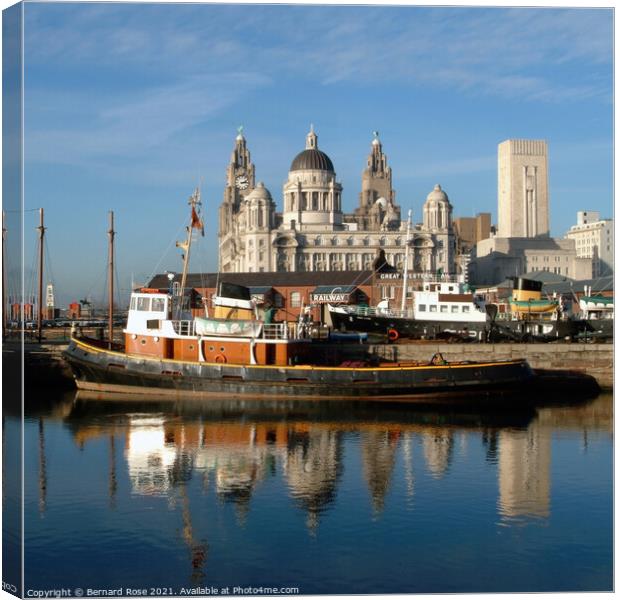 Pier Head from across Canning Dock 2003 -Square crop Canvas Print by Bernard Rose Photography