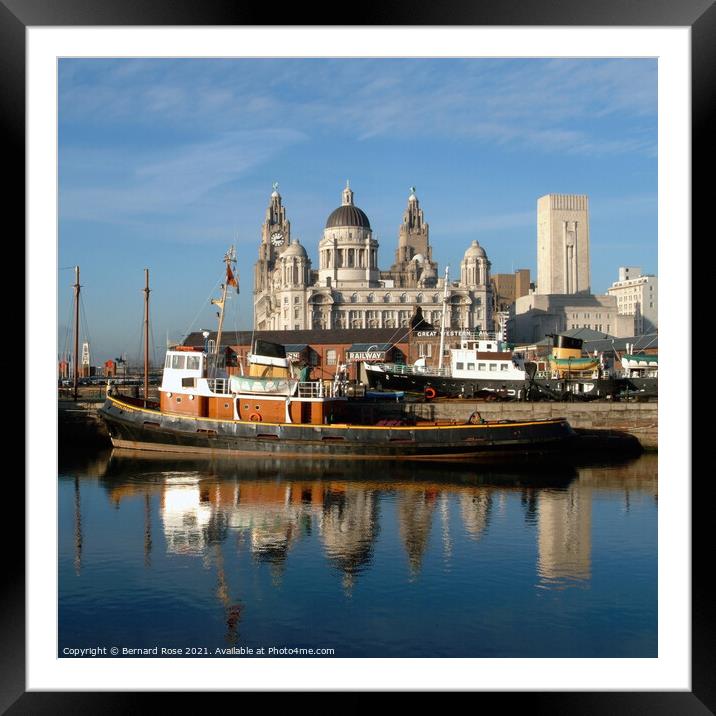 Pier Head from across Canning Dock 2003 -Square crop Framed Mounted Print by Bernard Rose Photography