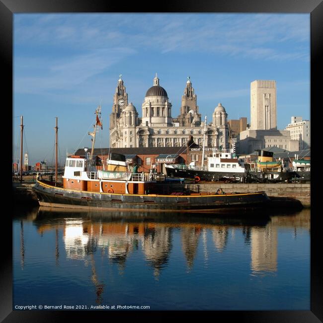 Pier Head from across Canning Dock 2003 -Square crop Framed Print by Bernard Rose Photography